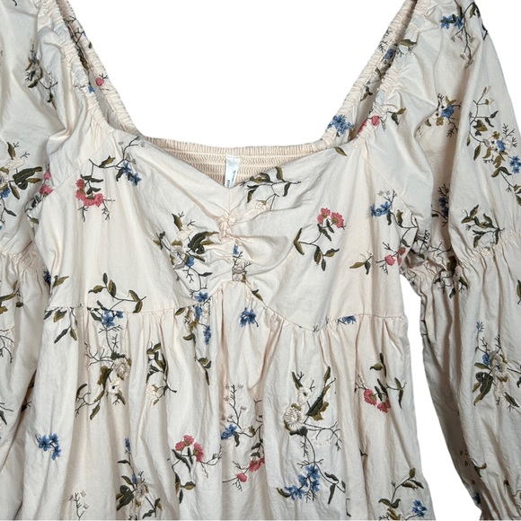 By Anthropologie Long Sleeve Embroidered Mini Fairy Floral Dress Cream Size XS - Picture 12 of 16